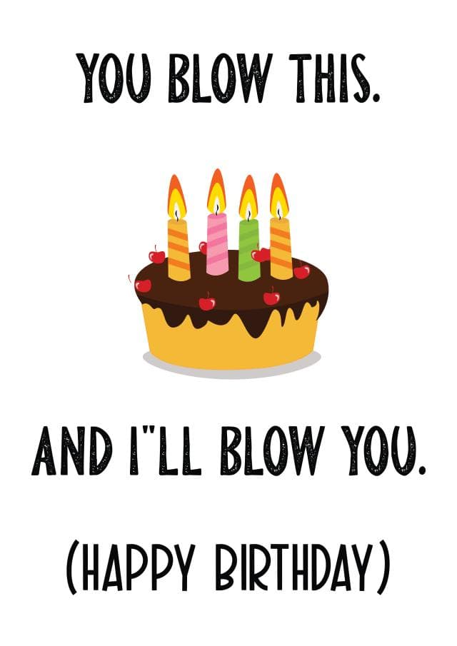 funny, rude birthday card aimed at adult, girlfriend, boyfriend