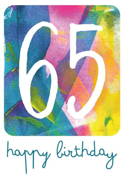 simple birthday card aimed at 65 year olds, adults