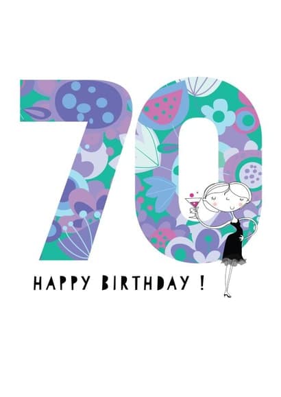 cute birthday card aimed at 70 year olds, adults