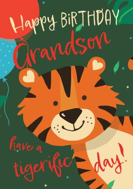 cute, kid friendly birthday card aimed at grandson, kids