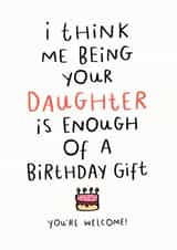 funny birthday card aimed at daughter