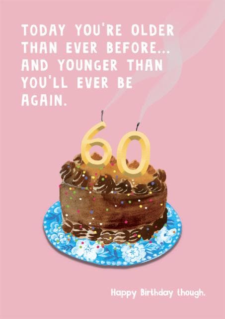 funny birthday card aimed at 60 year olds, adults