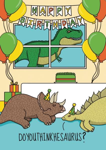 funny, cute birthday card aimed at kids, children, animal lovers