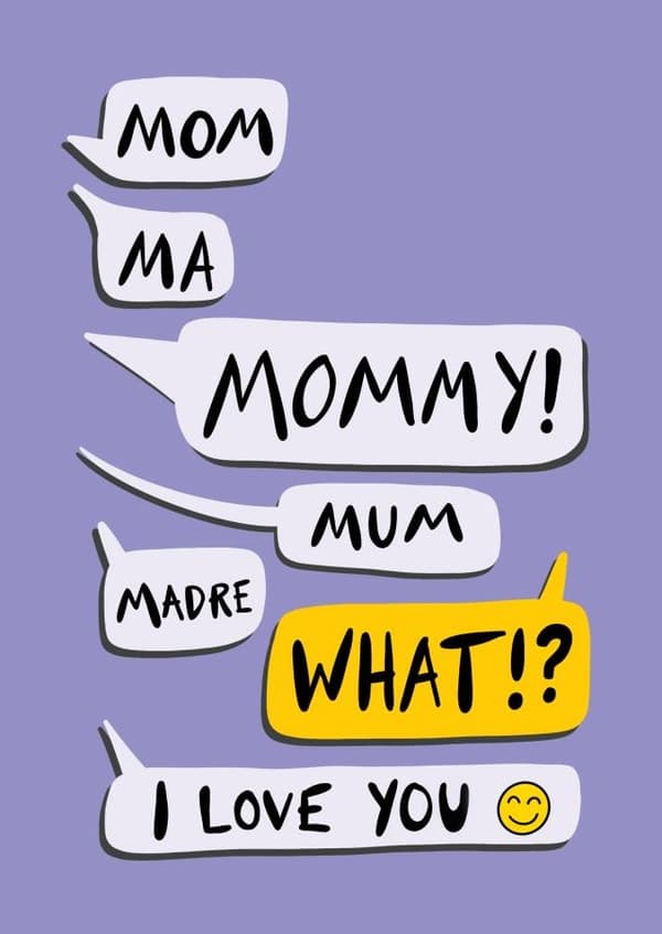 cute birthday card aimed at mom, mum