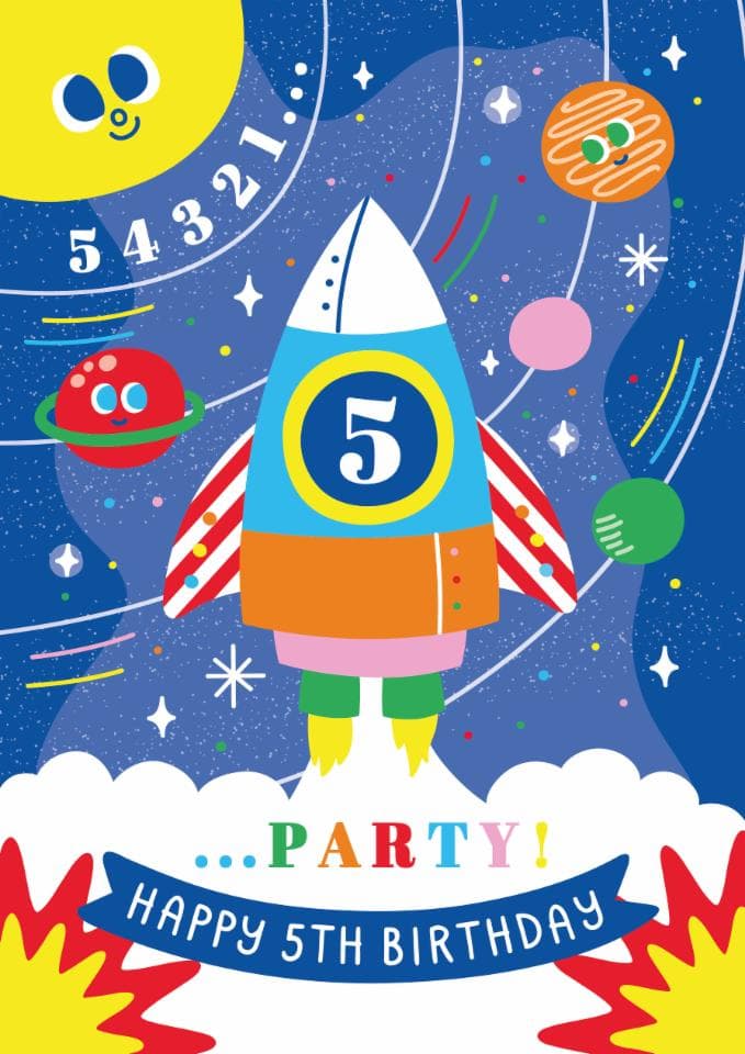kid friendly, cute birthday card aimed at 5 year olds, children