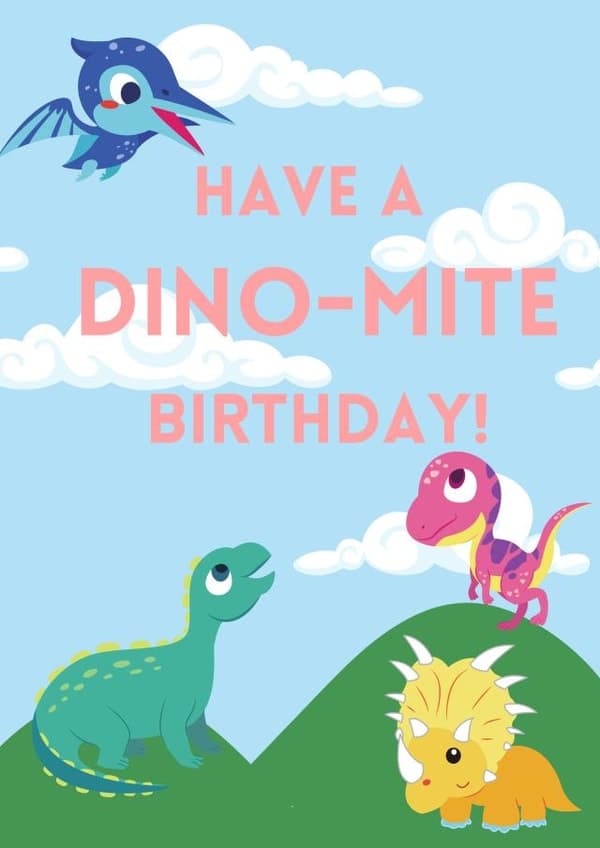 cute, kid friendly birthday card aimed at 1 year olds, 3 year olds, 4 year olds, 5 year olds, 6 year olds, 7 year olds, 8 year olds, 9 year olds, kids
