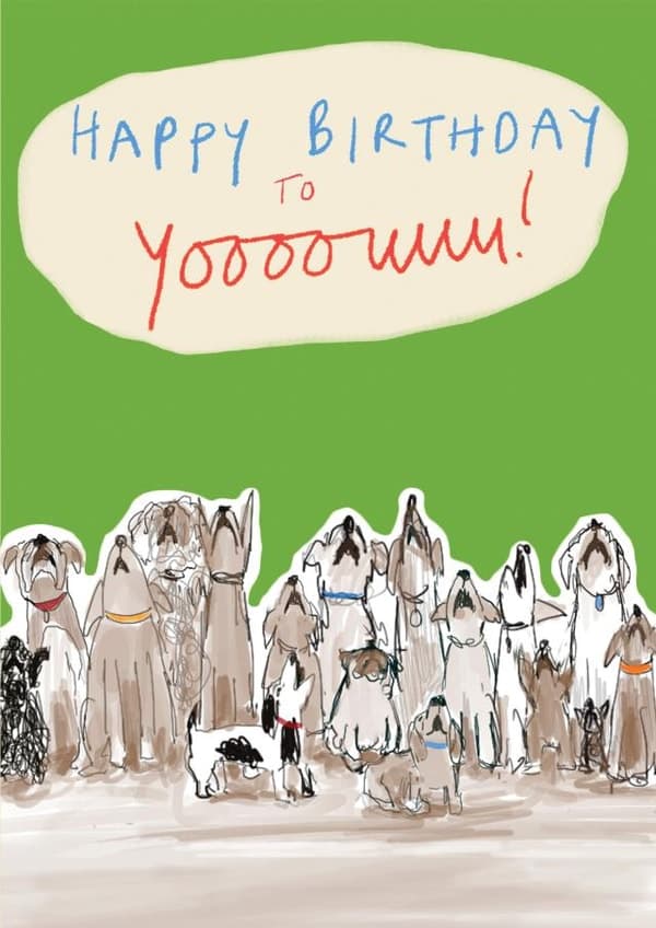 funny, animal birthday card aimed at dog lovers, friends