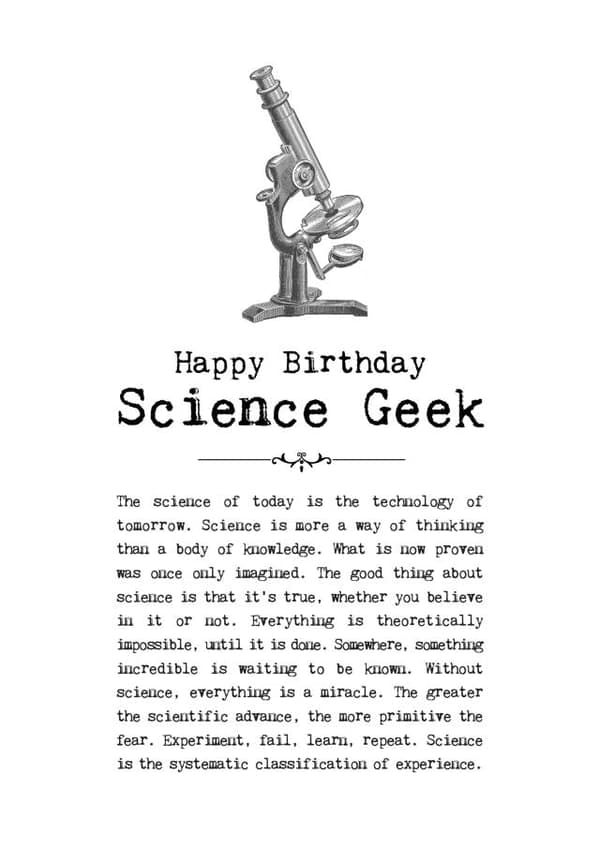 funny birthday card aimed at geek, adults