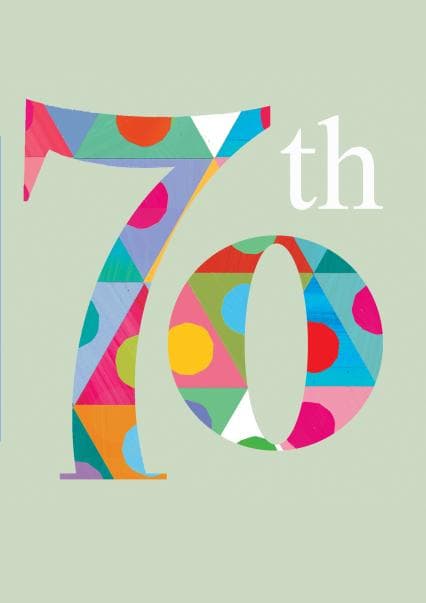 cheesy birthday card aimed at 70 year olds, adults