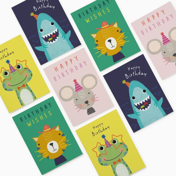 cute, kid friendly birthday card aimed at kids, animal lovers