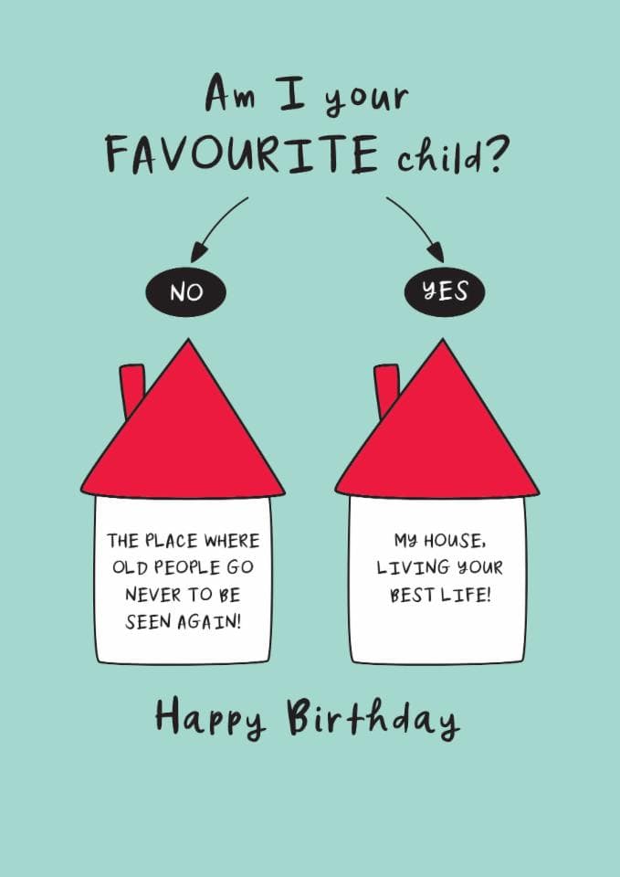 funny birthday card aimed at dad, mom, 50 year olds, old people