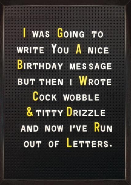 rude birthday card aimed at adult, friends