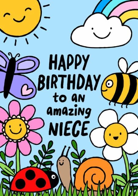 cute, kid friendly birthday card aimed at niece, children