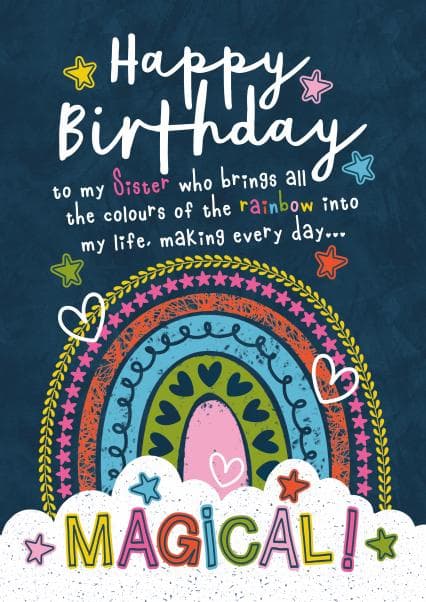 cute birthday card aimed at sister