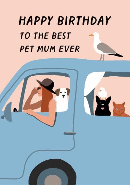 cute birthday card aimed at pet lovers, women, family