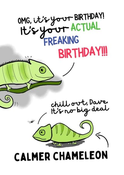 funny, punny birthday card aimed at adult, friends