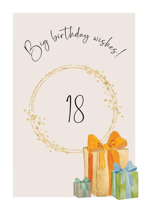cute birthday card aimed at 18 year olds, adult