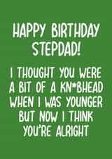 funny, rude birthday card aimed at step dad, dad