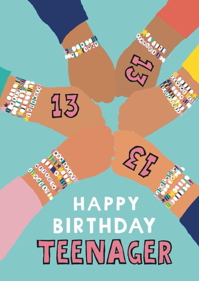 cute birthday card aimed at teenager, 13 year olds