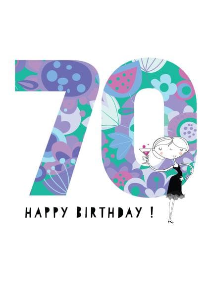 cute birthday card aimed at 70 year olds, adult