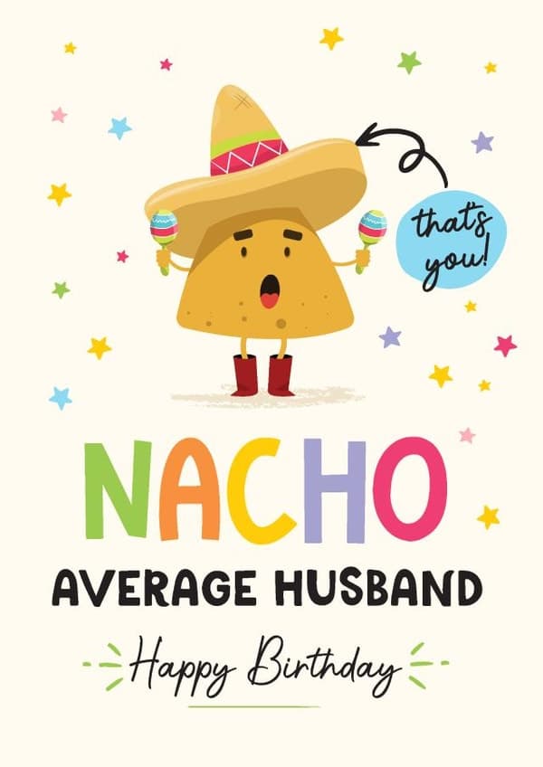 funny birthday card aimed at husband