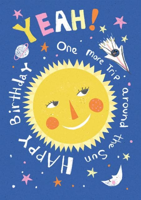 cheesy, cute birthday card aimed at birthday, kids