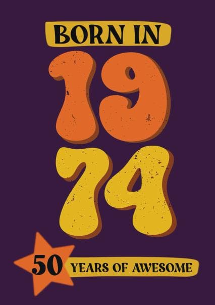 cheesy birthday card aimed at 50 year olds, adults