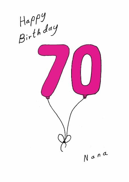 cute birthday card aimed at 70 year olds, nana, grandma