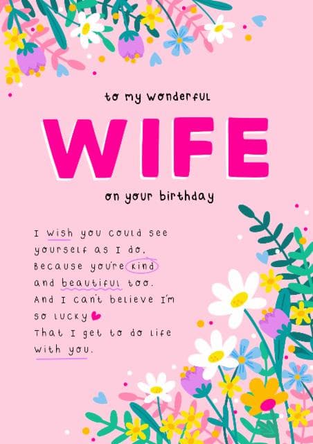 sentimental birthday card aimed at wife
