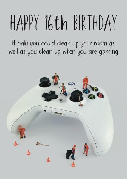 funny birthday card aimed at 16 year olds, boys, kids