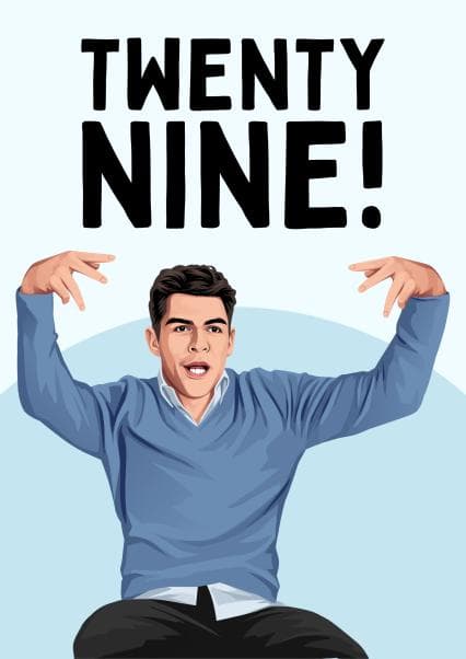 funny birthday card aimed at adult, 29 year olds