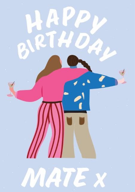 cute birthday card aimed at friends, adults