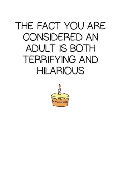 funny, adult birthday card aimed at 25 year olds, 30 year olds, 40 year olds, 50 year olds, men, women