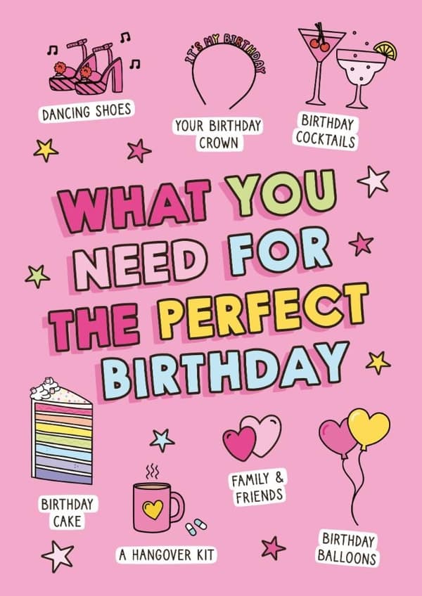 cute, kid friendly birthday card aimed at girls, daughter, friends, kids
