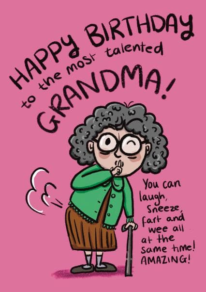 funny birthday card aimed at grandma