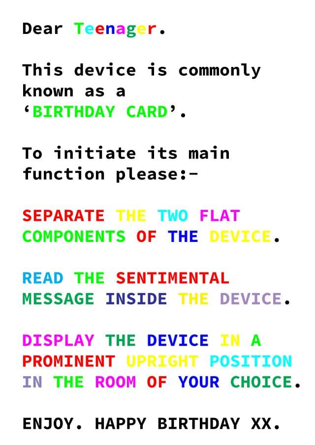 funny birthday card aimed at teenagers