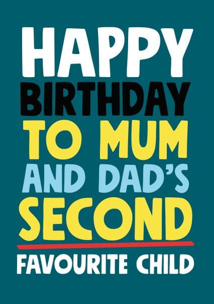 funny birthday card aimed at mum, parents, adult