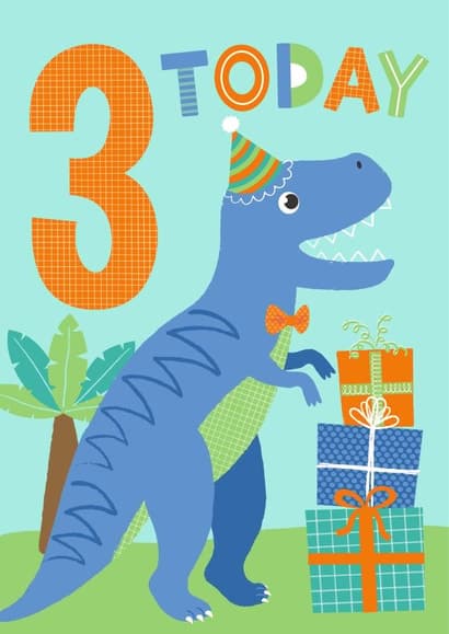 cute, kid friendly birthday card aimed at 3 year olds, birthday