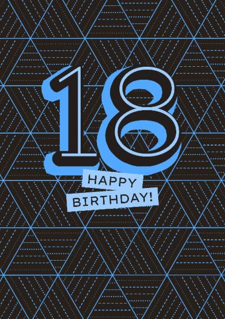 simple birthday card aimed at 18 year olds, adults