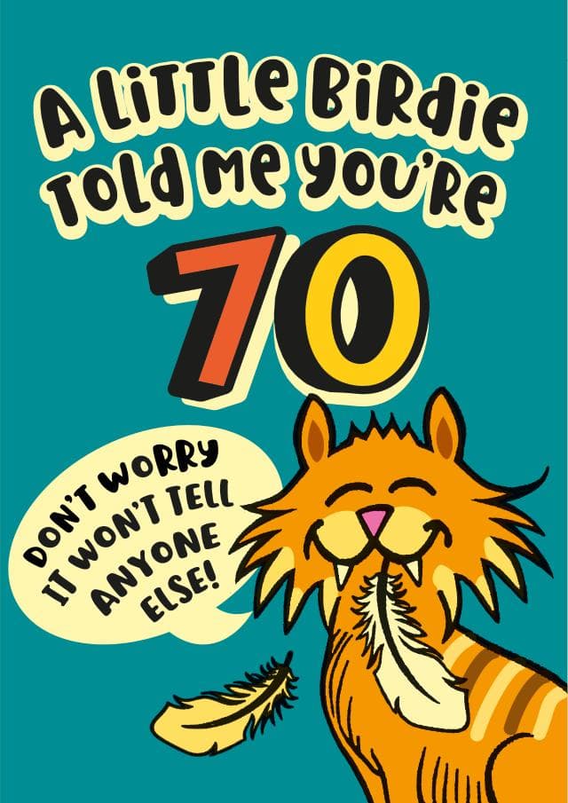 funny birthday card aimed at 70 year olds, adults