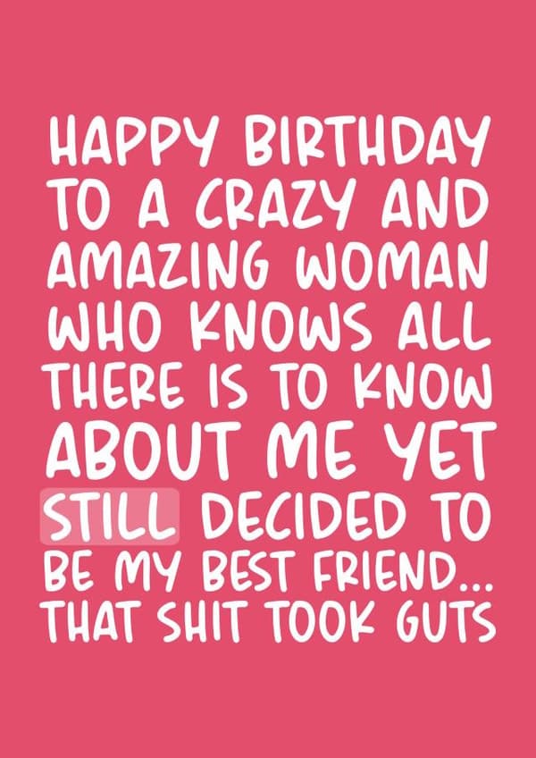 funny birthday card aimed at women, friends