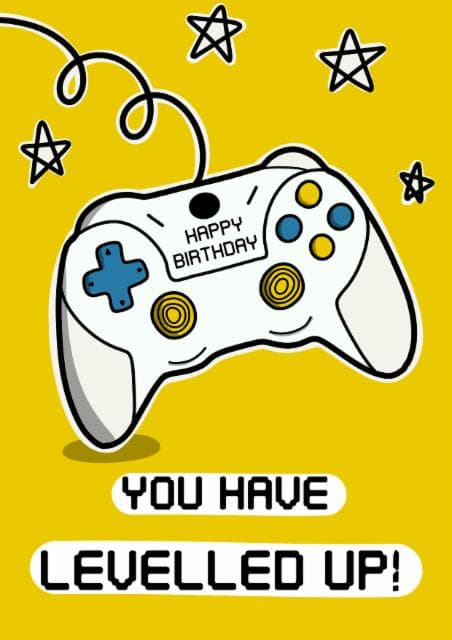 cheesy, funny birthday card aimed at kids, friends