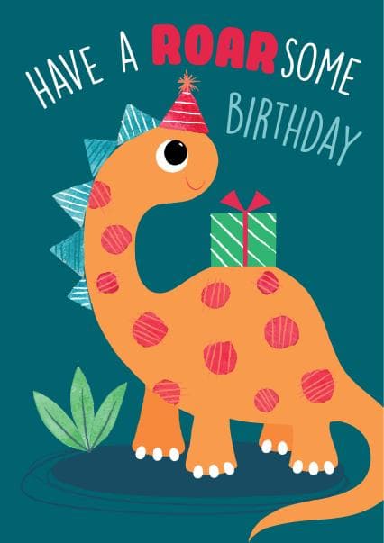 cute, kid friendly birthday card aimed at 1 year olds, 3 year olds, 4 year olds, 5 year olds, kids, children