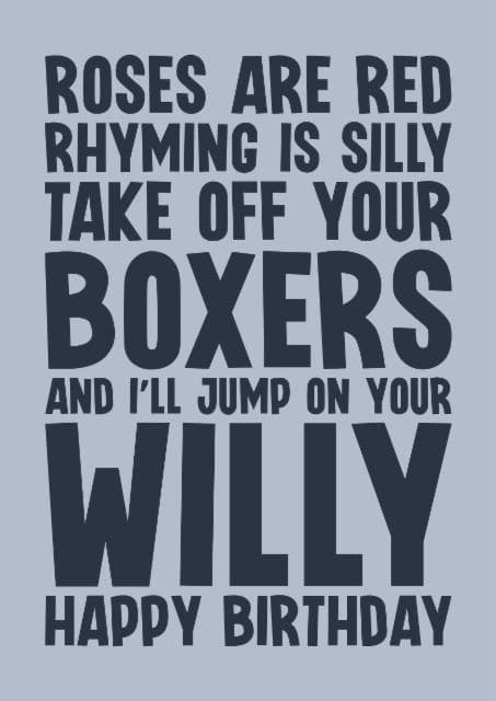 rude birthday card aimed at adult, boyfriend