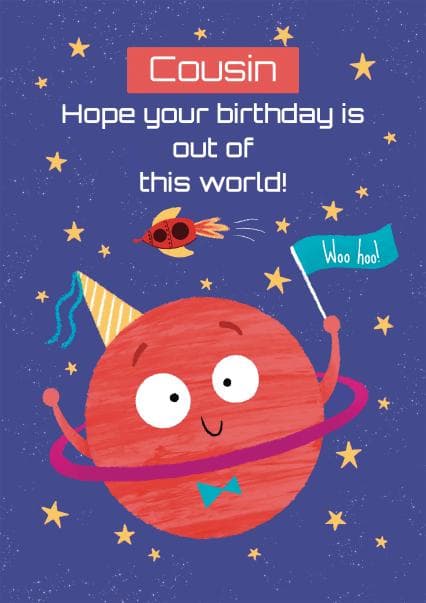 cute birthday card aimed at cousin, children