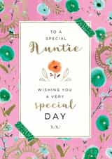 sentimental birthday card aimed at auntie, adults, women