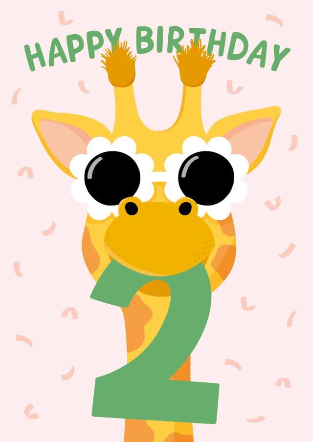 cute, kid friendly birthday card aimed at 2 year olds, children