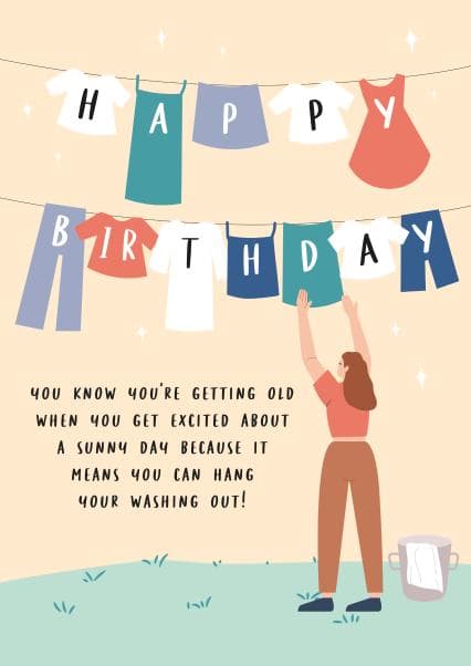 funny birthday card aimed at adults, 50 year olds, 60 year olds