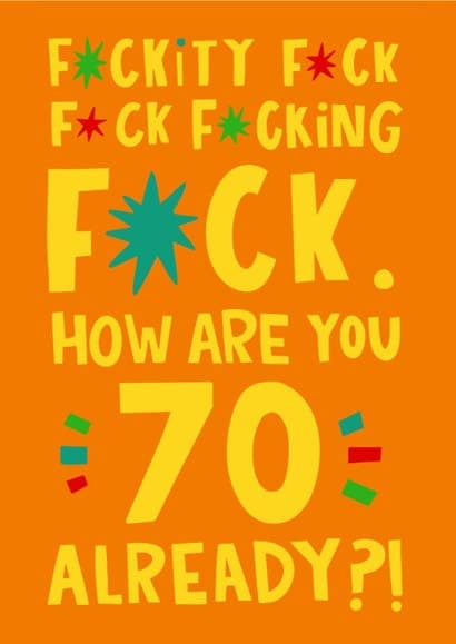 rude birthday card aimed at 70 year olds, adult