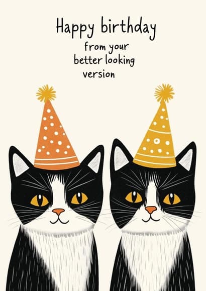cute birthday card aimed at cat lovers, friends
